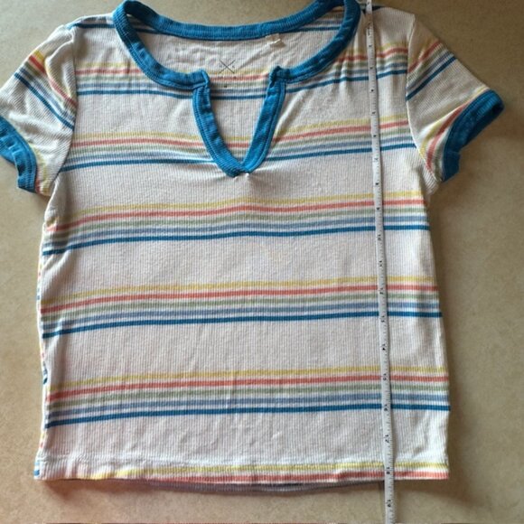 PS Basics PacSun Striped V-neck Shirt Top sz M - Picture 6 of 7